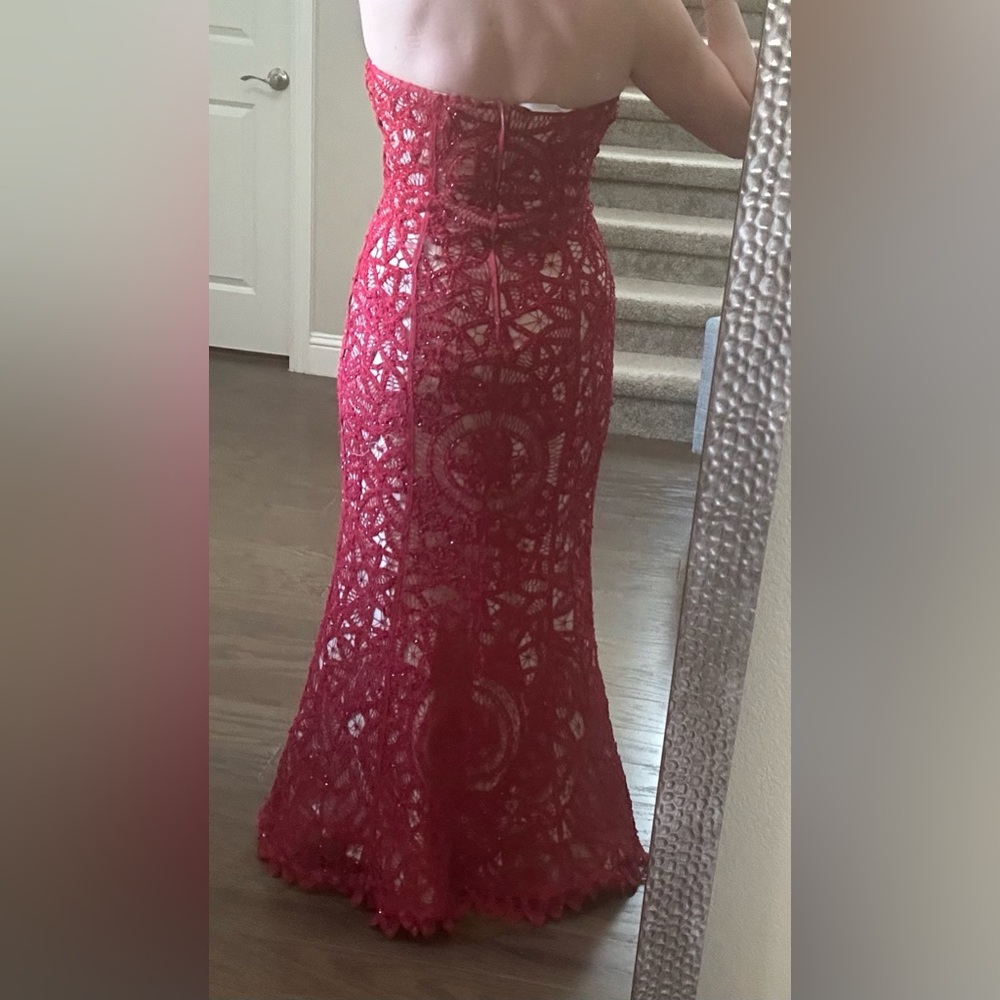 Jovani red prom dress size 10 - Picture 3 of 10